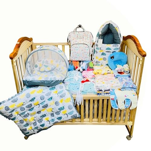 Infantbond New Born Baby Monsoon and SEMI Winter Season Hospital Essentials 73 in 1 (0-6 Months) Nursery Bag (Grey SPRIAL) - Image 1