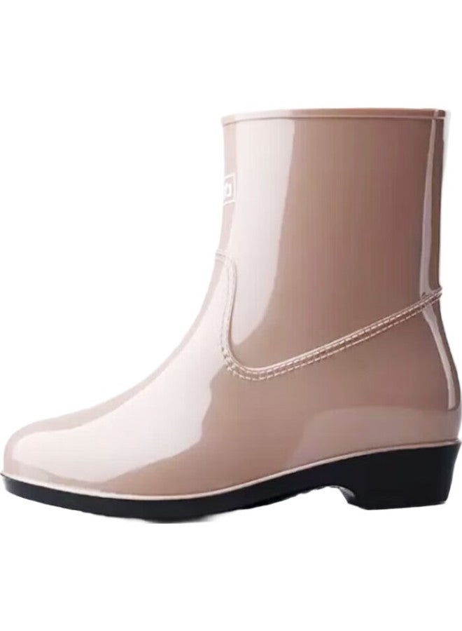 Pull Back Warrior Women'S Rain Boots, Stylish Outdoor Waterproof Non-Slip Wear-Resistant Rain Shoes, Model Hl523, Khaki, Size 39 - Image 1