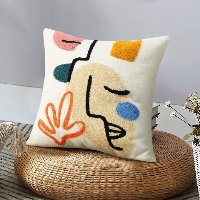 BOHO ABSTRACT PILLOW COVERS COLORFUL WOMAN FACE LINE CUTE PILLOW CASES MID CENTURY AESTHETIC MODERN BOHO PILLOWS DECORATIVE THROW PILLOWS FOR BED COUCH LIVING ROOM1PC