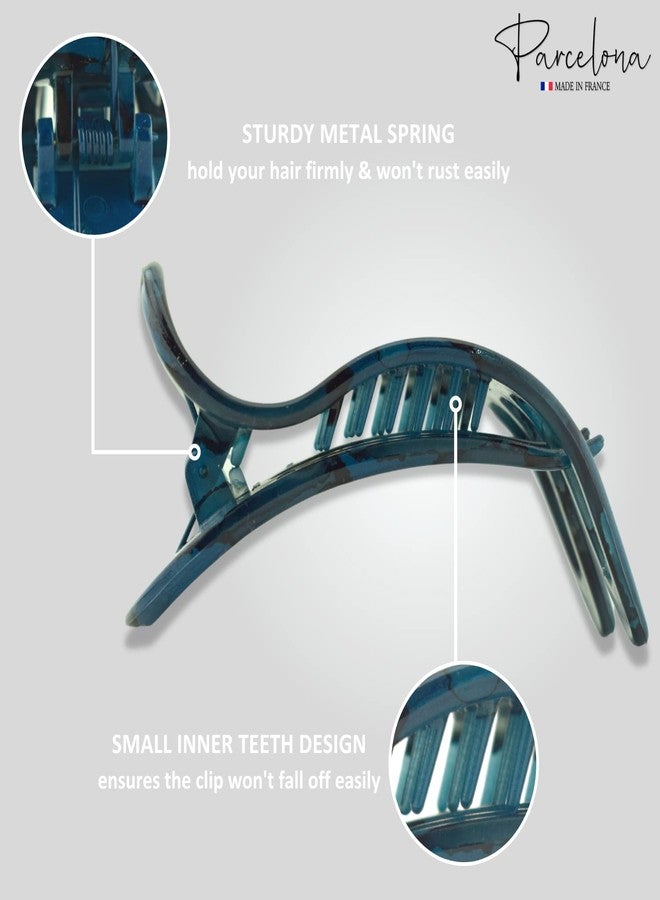 Parcelona French Simply Bear Paw Medium 3” Celluloid Acetate Non Slip Side Slide In Jaw Yoga for Fine Hair Fashion Durable Styling Women Hair Accessories, Made in France (Pickled Blue) - Image 4