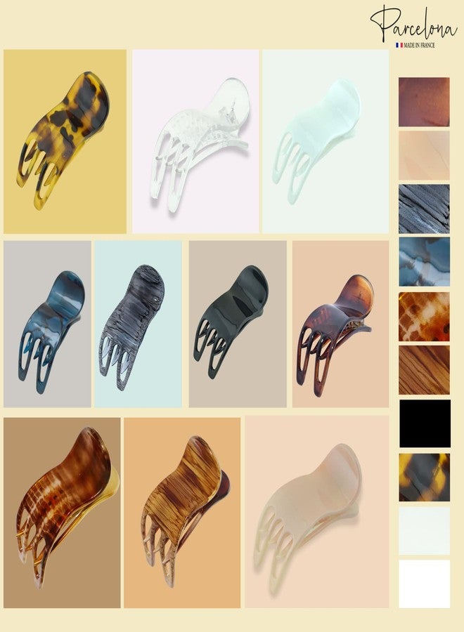 Parcelona French Simply Bear Paw Medium 3” Celluloid Acetate Non Slip Side Slide In Jaw Yoga for Fine Hair Fashion Durable Styling Women Hair Accessories, Made in France (Pickled Blue) - Image 2