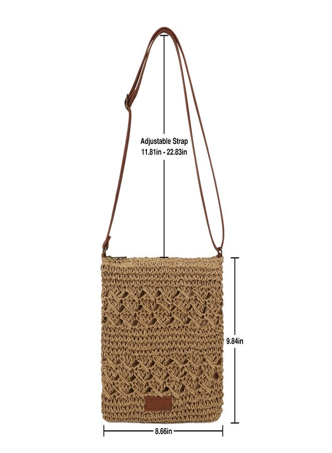 Youjaree Womens Crochet Mesh Straw Beach Bag Woven Crossbody Shoulder Bag Summer Beach Vacation Purse (Brown) - Image 5