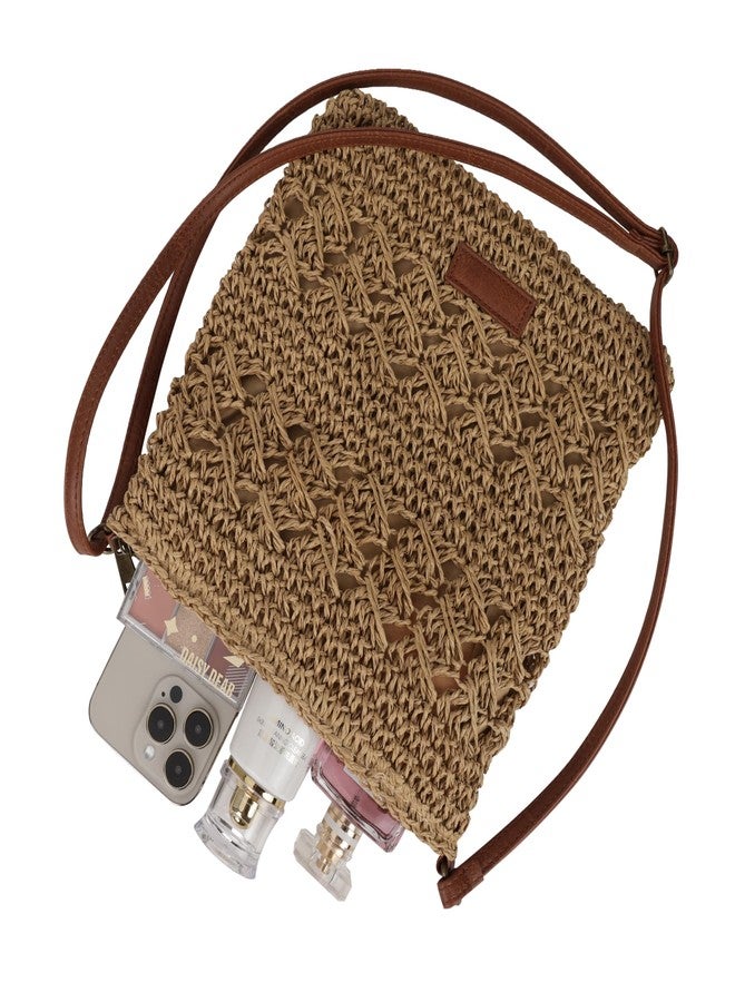 Youjaree Womens Crochet Mesh Straw Beach Bag Woven Crossbody Shoulder Bag Summer Beach Vacation Purse (Brown) - Image 4