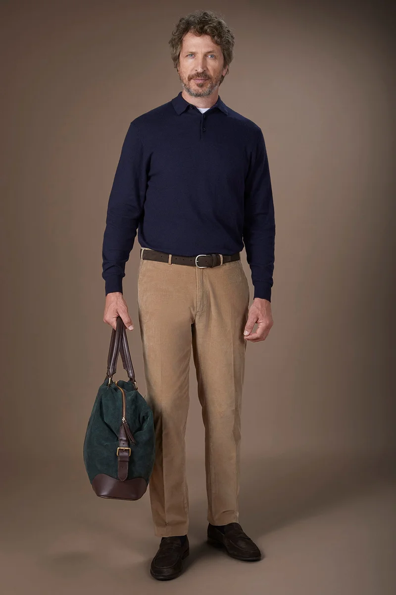 Doppelganger Beige Men's classic trousers in 1000-line velvet regular fit - Beige for Men | Best Price UAE