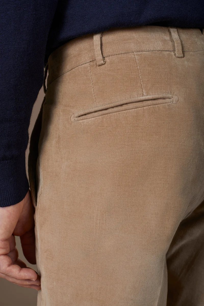 Doppelganger Beige Men's classic trousers in 1000-line velvet regular fit - Beige for Men | Best Price UAE