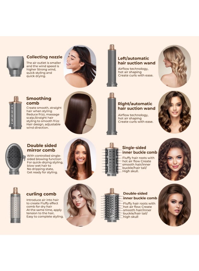 TANGBLIB 8 in 1 Hair Styler & Hair Dryer Brush Set, High-Speed Negative Ionic Foldable Hair Dryer Fast Drying, Multi Professional Hot air Styler for Curling Volumizing Straightening Styling - Image 4
