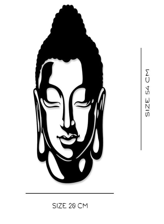 BLIND SHOP Metal Buddha Sculpture Wall Art -Black Showpiece for Living Room, Office, Bedroom, and Kitchen -Hanging Decor (54x20x1.5 CM) - Image 2