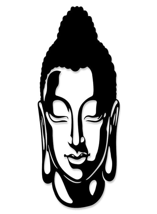 BLIND SHOP Metal Buddha Sculpture Wall Art -Black Showpiece for Living Room, Office, Bedroom, and Kitchen -Hanging Decor (54x20x1.5 CM) - Image 1