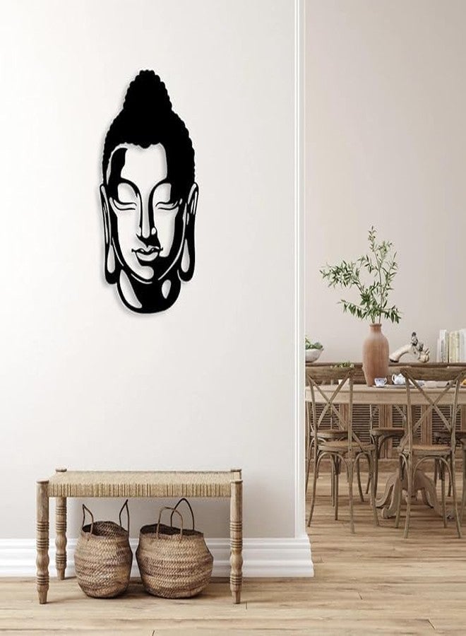 BLIND SHOP Metal Buddha Sculpture Wall Art -Black Showpiece for Living Room, Office, Bedroom, and Kitchen -Hanging Decor (54x20x1.5 CM) - Image 4