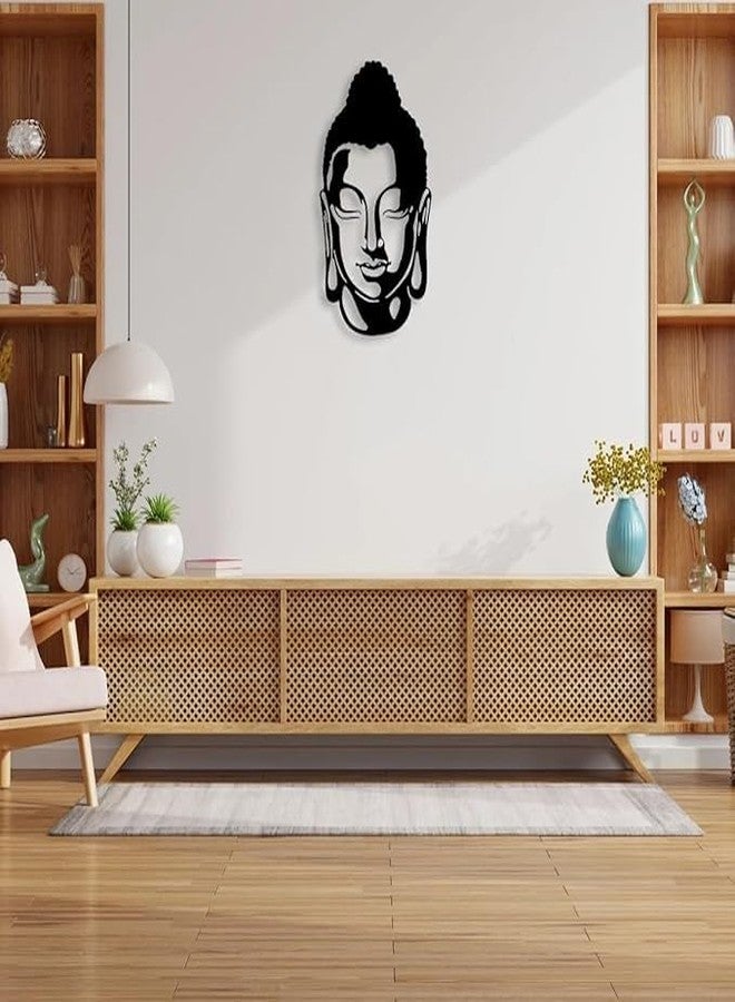 BLIND SHOP Metal Buddha Sculpture Wall Art -Black Showpiece for Living Room, Office, Bedroom, and Kitchen -Hanging Decor (54x20x1.5 CM) - Image 5