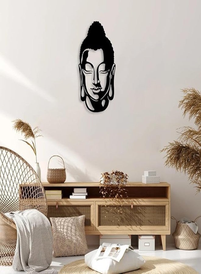BLIND SHOP Metal Buddha Sculpture Wall Art -Black Showpiece for Living Room, Office, Bedroom, and Kitchen -Hanging Decor (54x20x1.5 CM) - Image 3