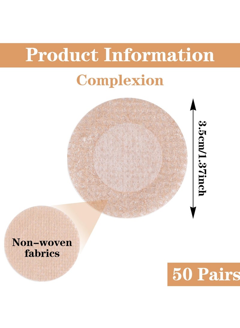 100pcs (50 Pairs) Nipple Covers for Men, Anti-Chafing Shields Running Nipple Pasties Tape Invisible No-Show Disposable Guard Protector for Tanning Beds Marathon Sports Gym (Beige) - Image 3