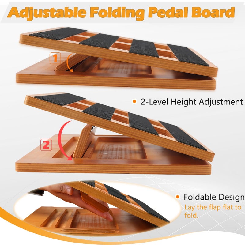 GOGHOST Wooden Guitar Pedal Board 15.75" x 11.8", Foldable Pedalboard 2-Level Adjustable Height Lightweight Pedal Stand, with 4 Pcs 6 Inch Guitar Patch Cables, Portable Carry Bag, Hook-and-Loop Tapes - Image 3