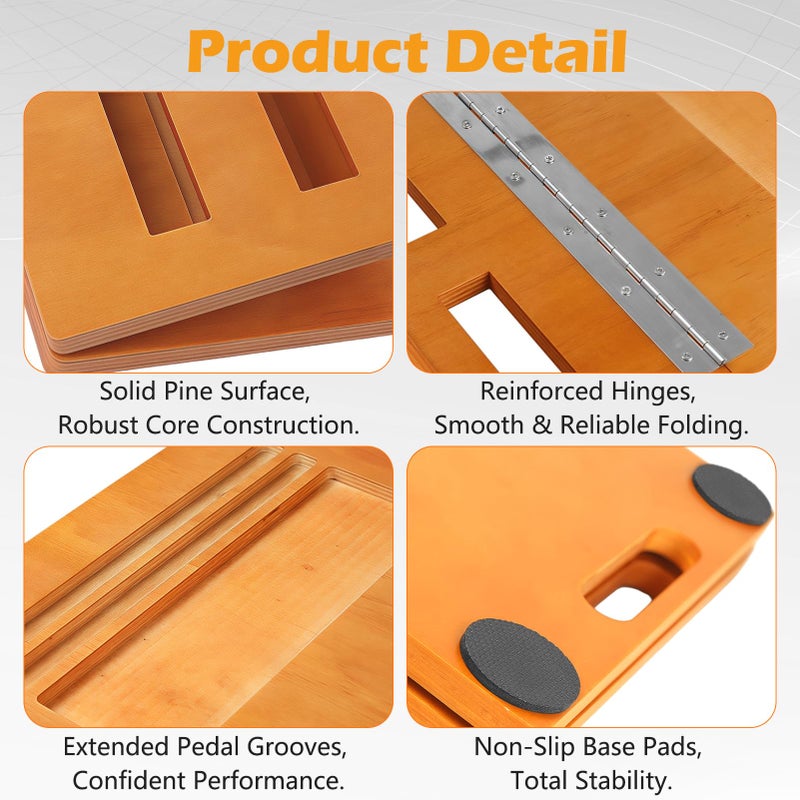 GOGHOST Wooden Guitar Pedal Board 15.75" x 11.8", Foldable Pedalboard 2-Level Adjustable Height Lightweight Pedal Stand, with 4 Pcs 6 Inch Guitar Patch Cables, Portable Carry Bag, Hook-and-Loop Tapes - Image 5
