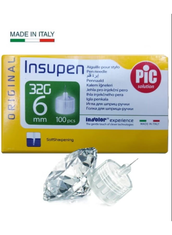 بيك سولوشن إبر أقلام الأنسولين Insupen 32G 6mm – 100 قطعة - Image 2