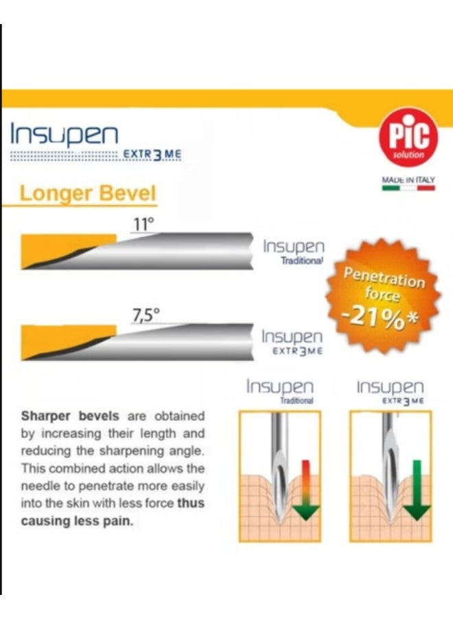 بيك سولوشن إبر أقلام الأنسولين Insupen 32G 6mm – 100 قطعة - Image 5