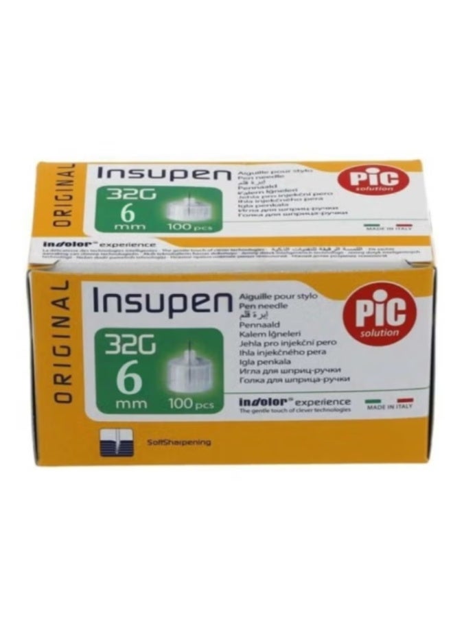 بيك سولوشن إبر أقلام الأنسولين Insupen 32G 6mm – 100 قطعة - Image 3