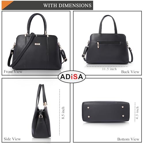 ADISA two tone handbag 3 compartments shoulder bag for women and girls with sling belt (AD4084-BLA) - Image 2