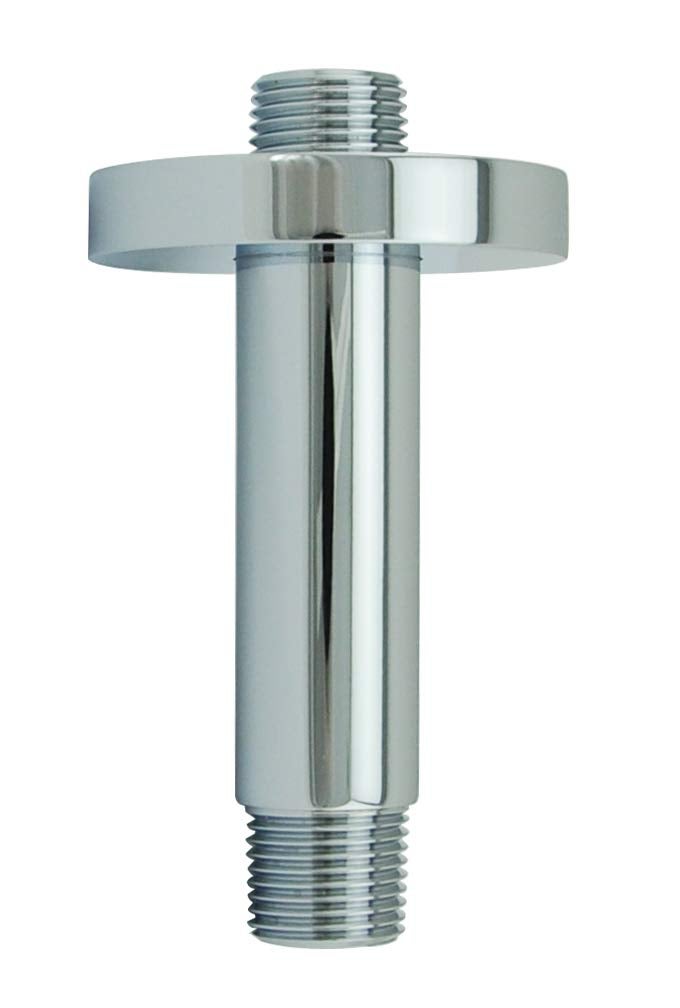 Aquaiaw Shower Arm and O-Ring Flange, 3 inch, Solid Brass, Round, Both Soldered 1/2 NPT Tapered Threads, Straight Shower Arm Extension, Ceiling Shower Head Arm for Rainfall Shower (Polished Chrome) - Image 1