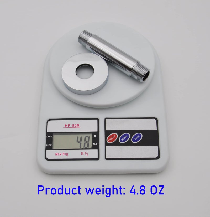 Aquaiaw Shower Arm and O-Ring Flange, 3 inch, Solid Brass, Round, Both Soldered 1/2 NPT Tapered Threads, Straight Shower Arm Extension, Ceiling Shower Head Arm for Rainfall Shower (Polished Chrome) - Image 5