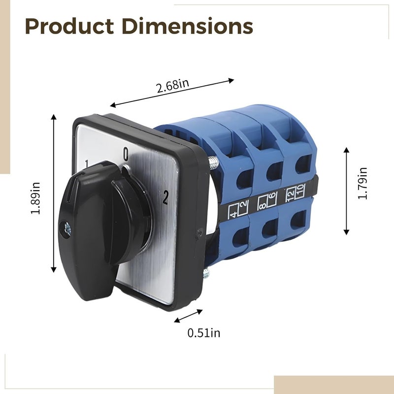 Flexible 3-Position Switch Szw26-25/D303.3, 63A Rated, Blue Plastic Housing for Device Switching - Image 3