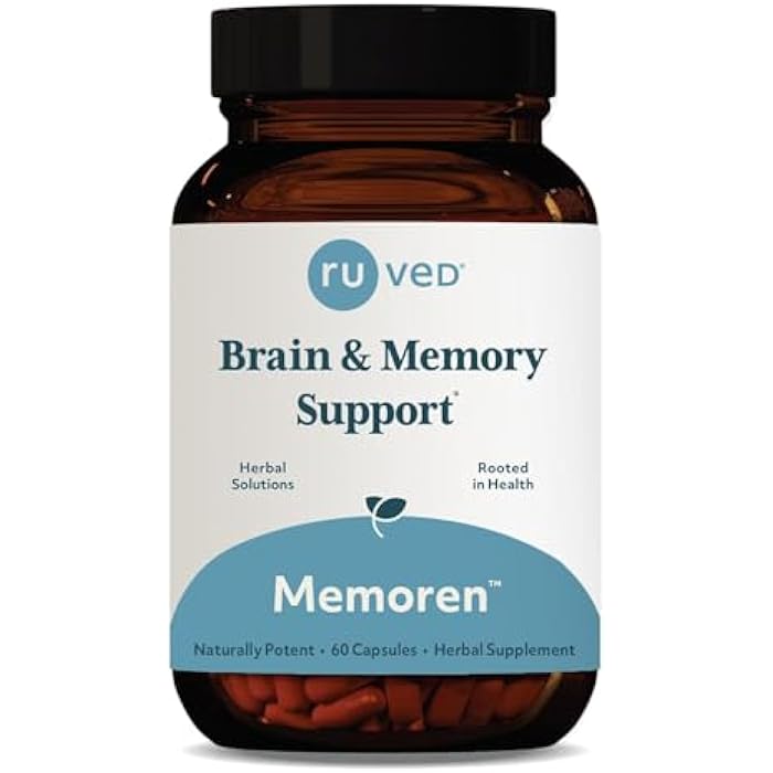 R-U VED Memoren - Bacopa Supplements, Organic Bacopa Monnieri, Gotu Kola, Gingko, & Ashwagandha for Memory & Focus, Cognitive Support Pill for Adults - 60 Servings - Image 1