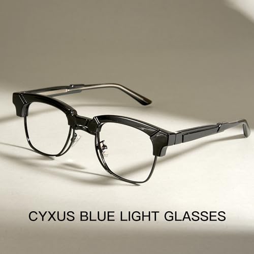 Cyxus Browline Frame Glasses Blue Light Glasses for Men Women UV Protection Lightweight Computer Glasses for Screen（8557T01 Black） - Image 4