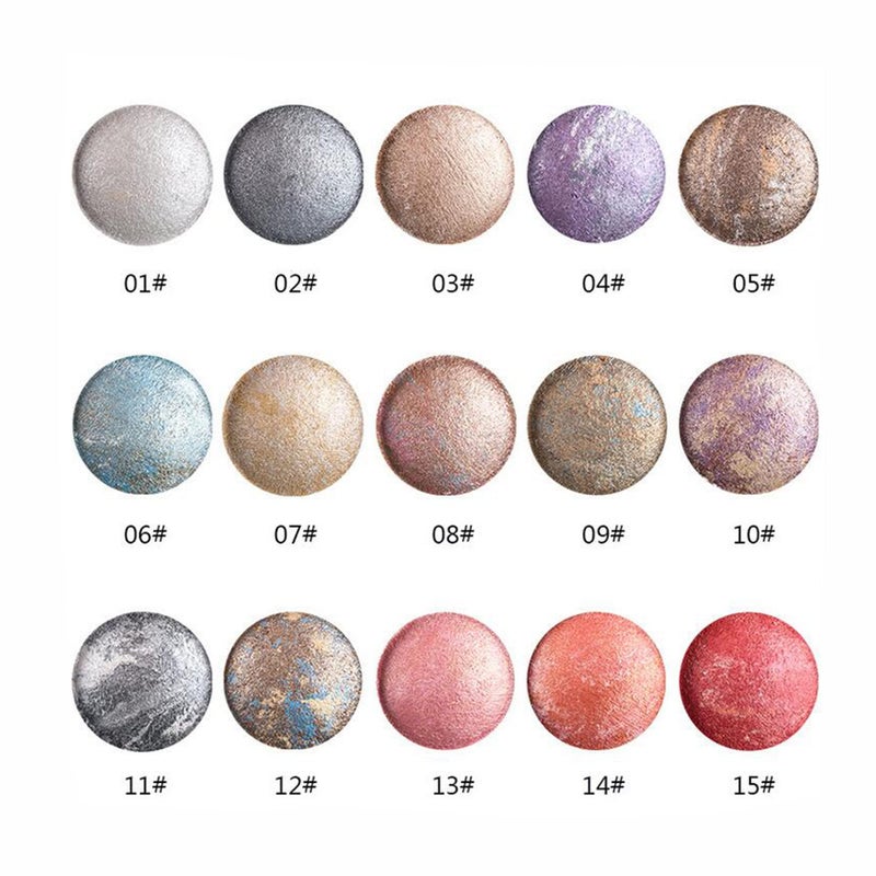 Mallofusa Single Shade Baked Eye Shadow Palette Glitter Powder in Shimmer 15 Metallic Colors Optional (Golden) - Image 2