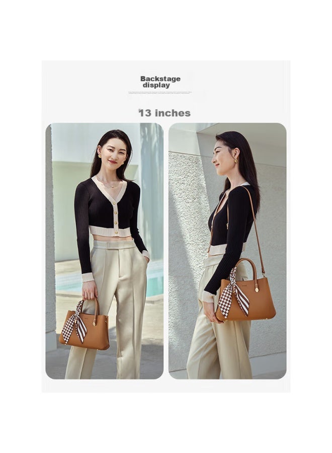 Hongu Honggu Women's Handbag, Shoulder Bag, Leather Tote Bag, Crossbody Bag, Scarf Matching, Dai Fei Bag, Qixi Gift For Girlfriend - Image 3