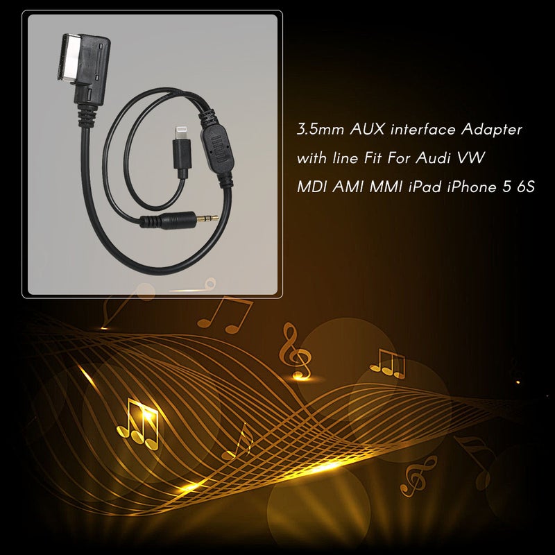 3.5mm AUX interface Adapter with line Fit For Audi VW MDI AMI MMI iPad iPhone 5 6S - Image 2