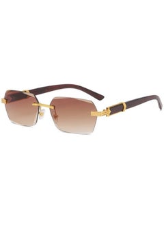 202 New Wood Grain Legs Metal Sunglasses Europe And The United States Irregular Square Trend Special Glasses