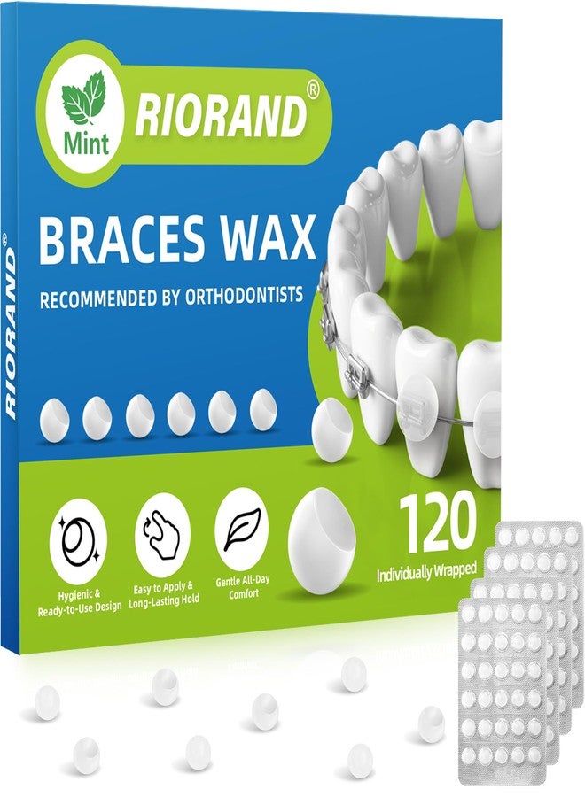RioRand Orthodontic Wax for Braces Wax 120 Individual Hygienic Packaging Clear dental Wax Dots Portable and Easy to Tear Mint - Image 1