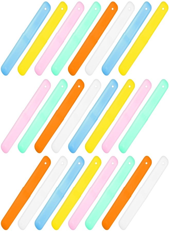 PLMMOUT 24 PCS Large Travel Toothbrush Holders, Portable Plastic Toothbrush Case, Travel Toothbrushes Storage Cases for Home, Business and Travel, 6 Assorted Colors, 0.79×1.02×7.64 Inch - Image 1