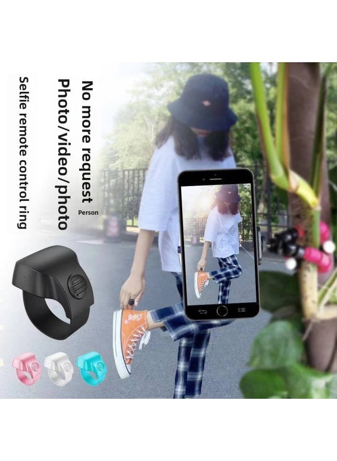 Ring Selfie Bluetooth Mobile Phone Remote Control Short Video Lazy Remote Fingertip Controller Ring Selfie-Color:White Charging Cable  - Image 2