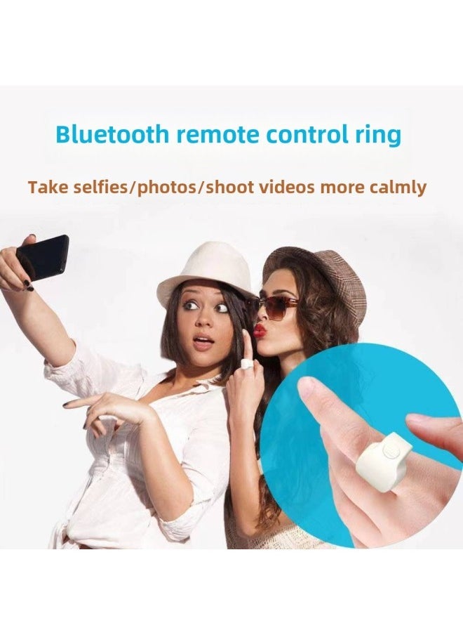 Ring Selfie Bluetooth Mobile Phone Remote Control Short Video Lazy Remote Fingertip Controller Ring Selfie-Color:White Charging Cable  - Image 1