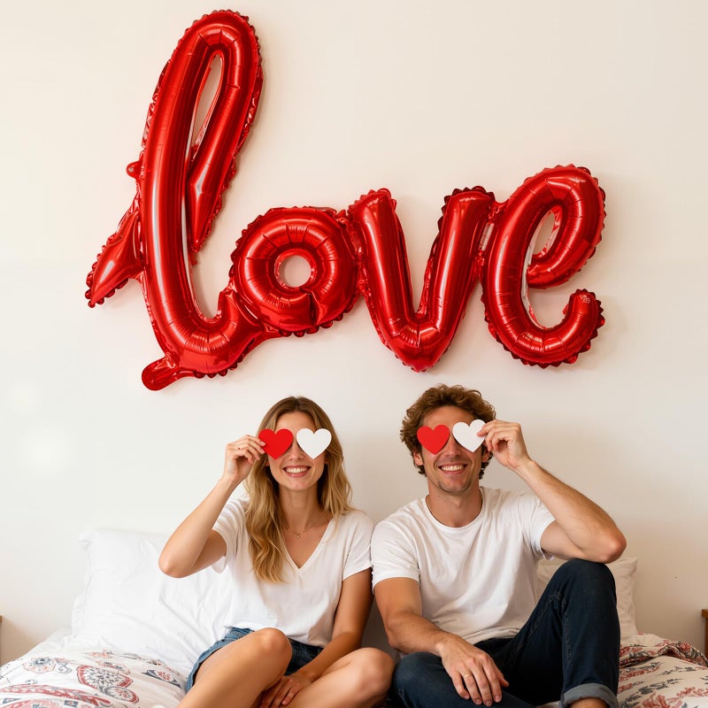 KALOR Large Red LOVE Balloons Banner, 42 Inch Mylar Foil Letters Balloons for Wedding Bridal Shower Anniversary Party Decorations Supplies - Image 3