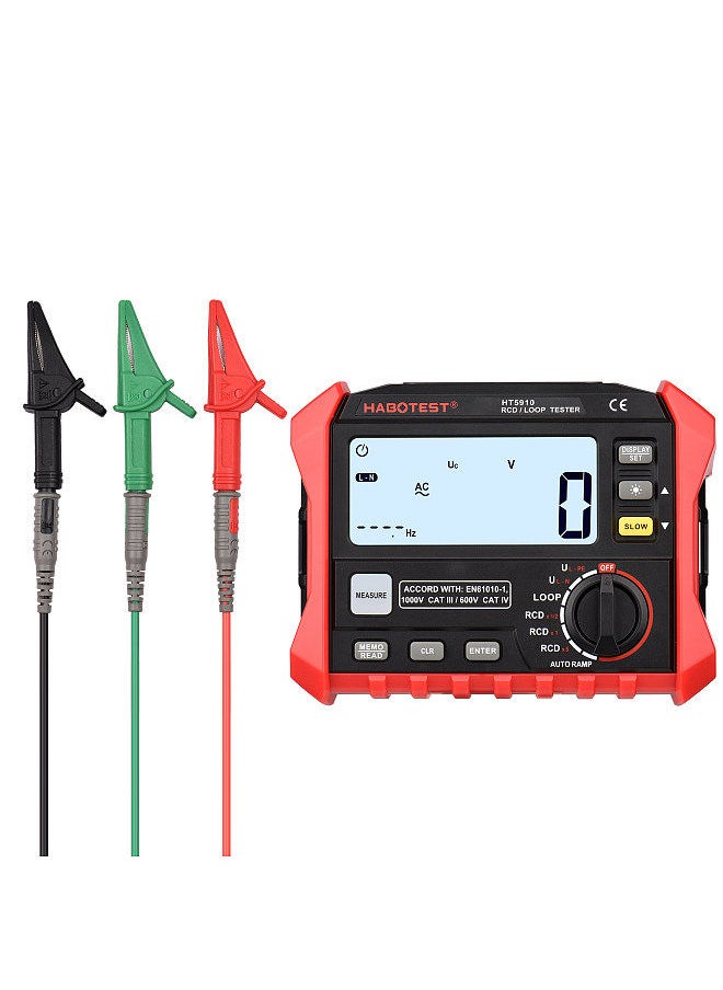 HABOTEST HT5910 4.7-inch LCD Digital Resistance Meter Leakage Switch Tester RCD/Loop Tester 1000 Data Storage Megohmmeter Voltmeter with Backlight