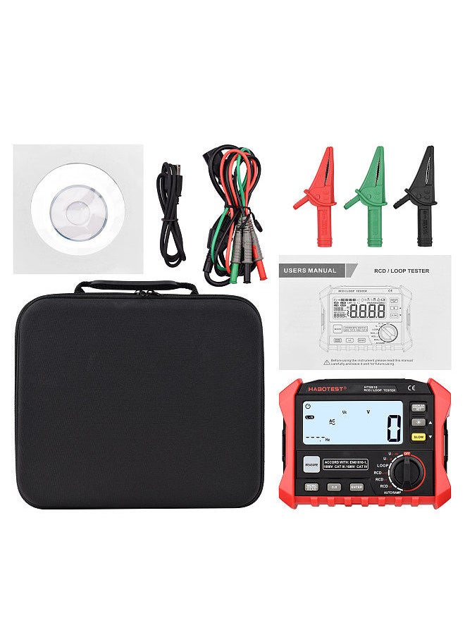 HABOTEST HT5910 4.7-inch LCD Digital Resistance Meter Leakage Switch Tester RCD/Loop Tester 1000 Data Storage Megohmmeter Voltmeter with Backlight
