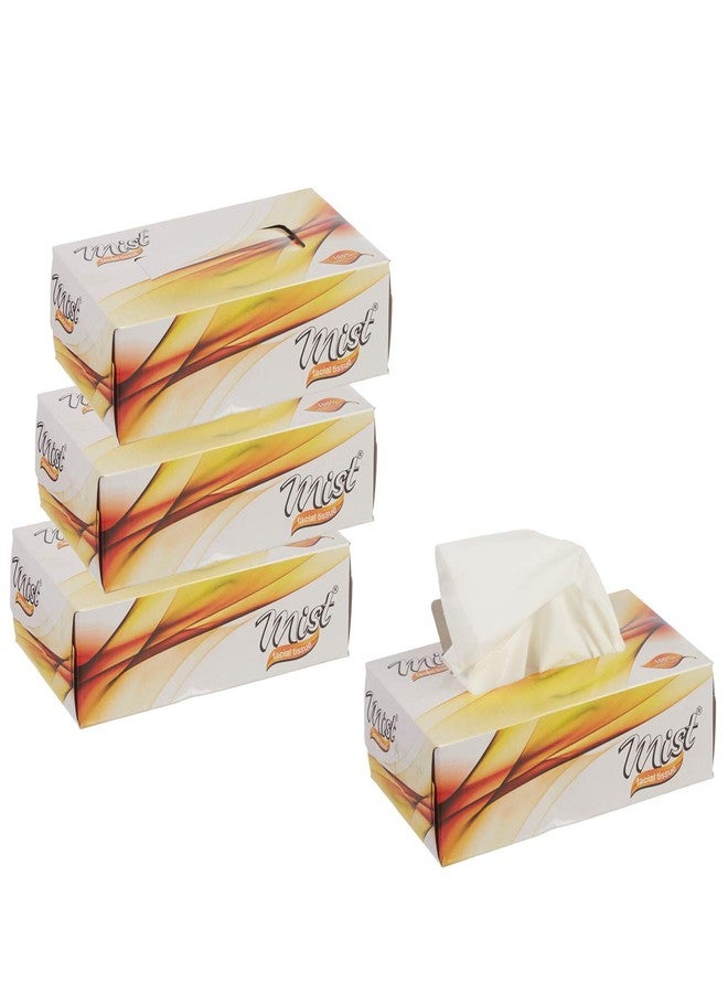 MDN Mist Ultra Soft White 2 Ply Facial Tissue Paper Napkin for Office Home Disposable Facial Tissues (100 Pulls Each, Pack of 4) - Image 1