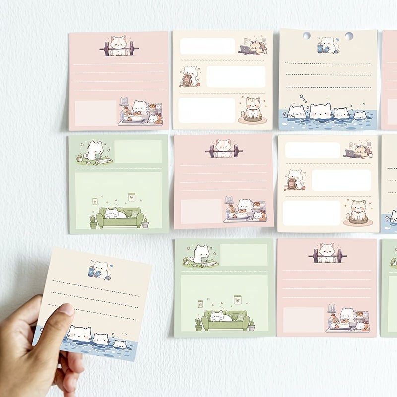 Cute Cat Self Stick Note Pads 3x3 For School Office Home Teacher Gifts - Image 1