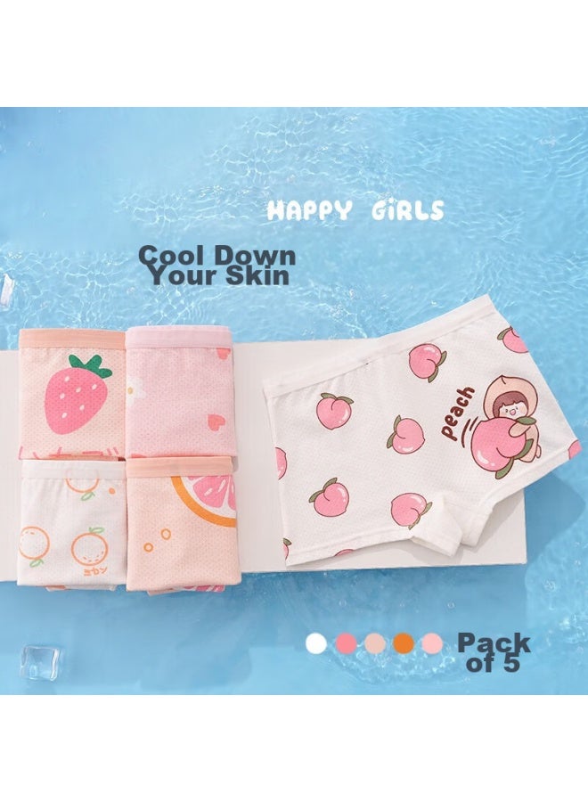Bejirog Children's Underwear, Girls' Thin Cotton Mesh Breathable Pure Developmental Period Antibacterial Mid To Big Kids Boxer Modal Shorts - Image 3