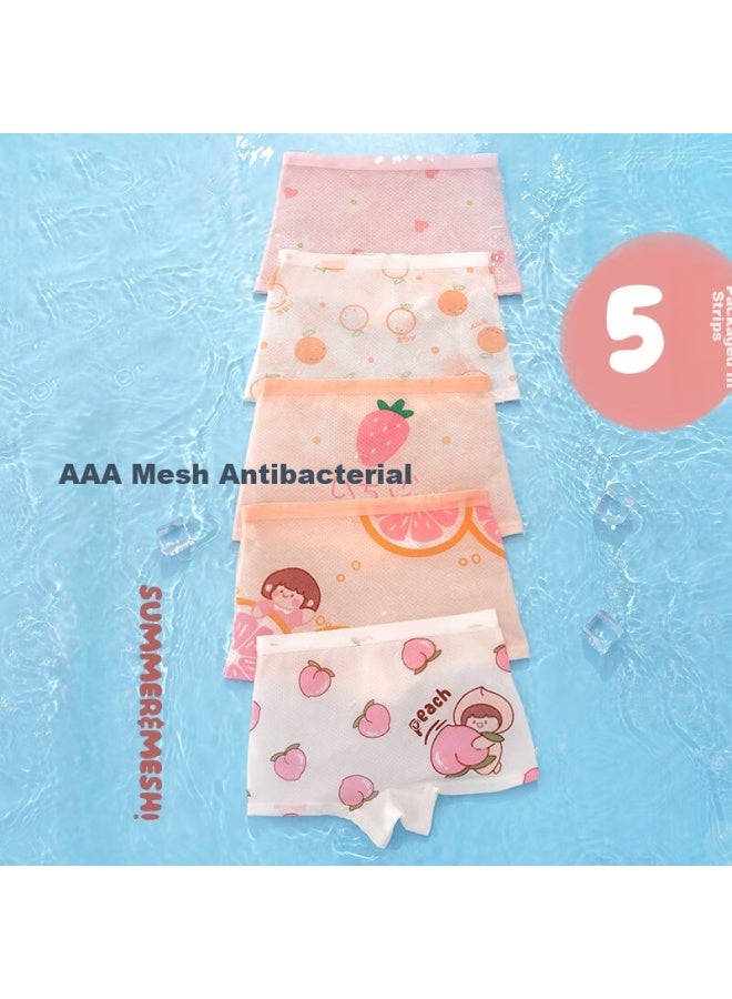 Bejirog Children's Underwear, Girls' Thin Cotton Mesh Breathable Pure Developmental Period Antibacterial Mid To Big Kids Boxer Modal Shorts - Image 2