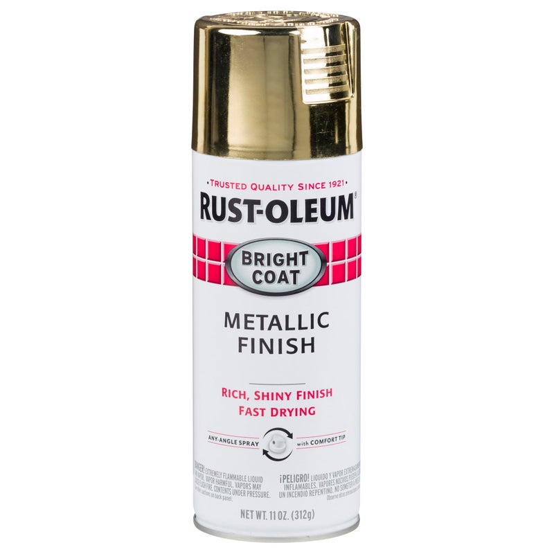 Rust-Oleum 7710830 Stops Rust Bright Coat Metallic Spray Paint, 11 Ounce (Pack of 1) , Gold - Image 1