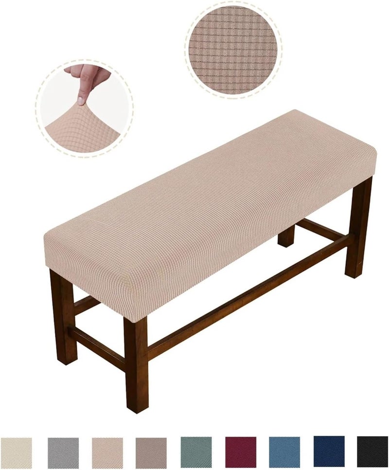 Bench Cover 2 Pcs Home Bench Slipcover for Decor Full Wrap Elastic Seat Protector(Burgundy,XL) - Image 2