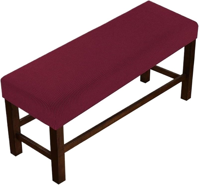 Bench Cover 2 Pcs Home Bench Slipcover for Decor Full Wrap Elastic Seat Protector(Burgundy,XL) - Image 1