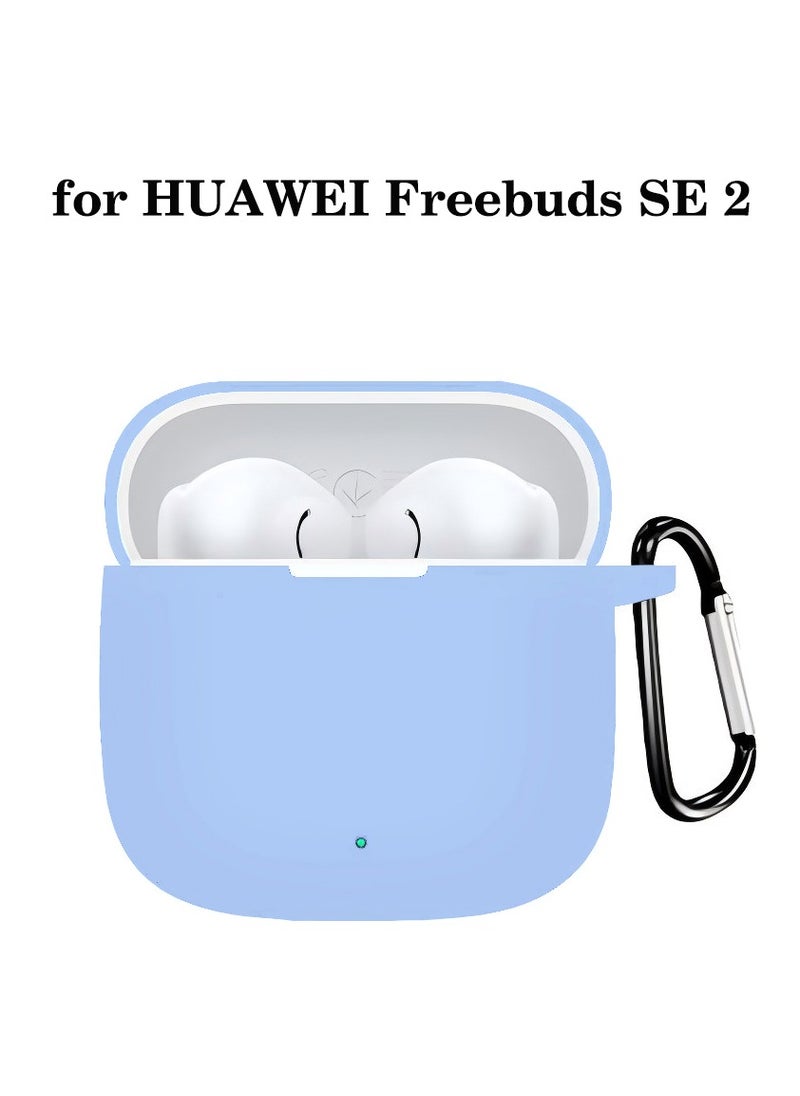 Youque Stylish Protective Silicone Case with Keychain Cover for Huawei FreeBuds SE 2 Light Blue  - Image 1