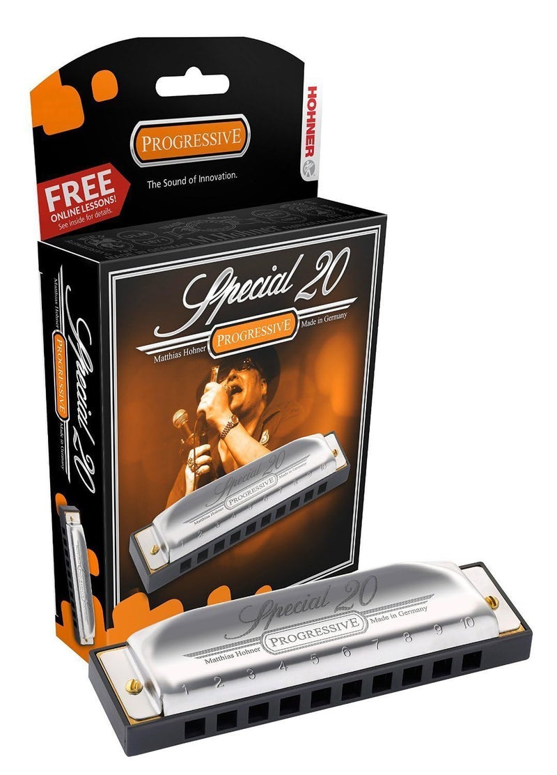 Hohner هونهير سبشال 20 هارمونيكا - مفتاح A مع حافظة، حقيبة، دليل عبر الإنترنت، وقماش تلميع أوستن بازار - Image 4