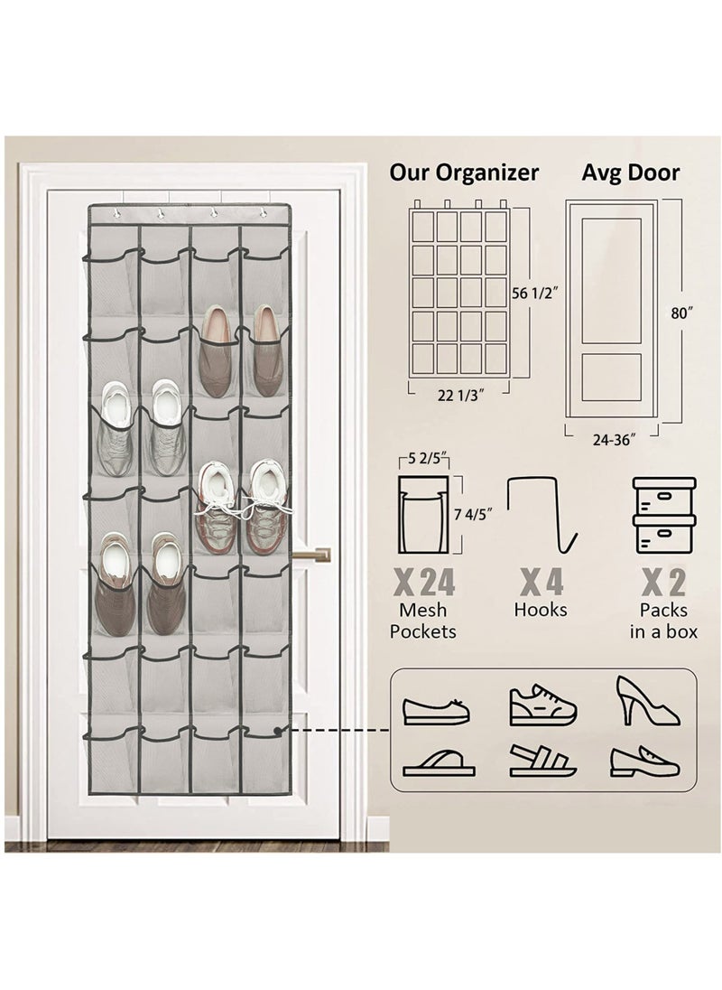 24 Large Pockets Over The Door Shoe Organizer Hanging Shoe Rack Behind Closet Holder Hanger