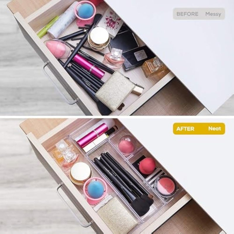 DCA 14 PCS Clear Plastic Drawer Organizer Tray for Makeup, Kitchen Utensils, Jewelries and Gadgets - Image 2