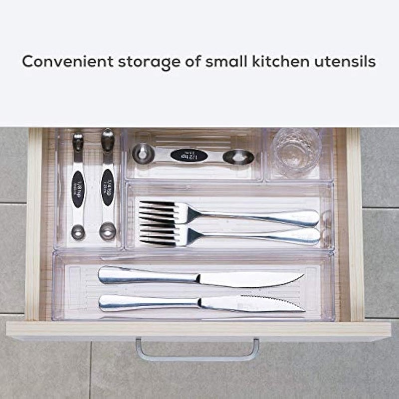DCA 14 PCS Clear Plastic Drawer Organizer Tray for Makeup, Kitchen Utensils, Jewelries and Gadgets - Image 3